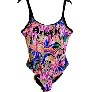 0225 NEW Hurley Logo TROPICAL One Piece Swimsuit